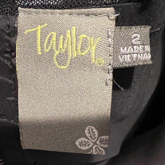 Taylor Black Fit and Flare Cocktail Dress with Sequined Bottom, Size 2 - Picture 13 of 15